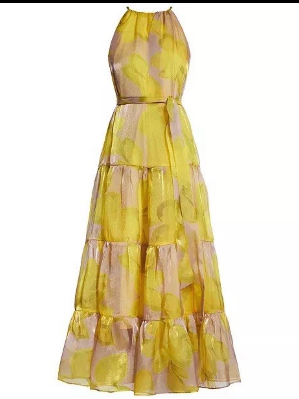 BCBG - Yellow & Beige floral dress - Sz Sm